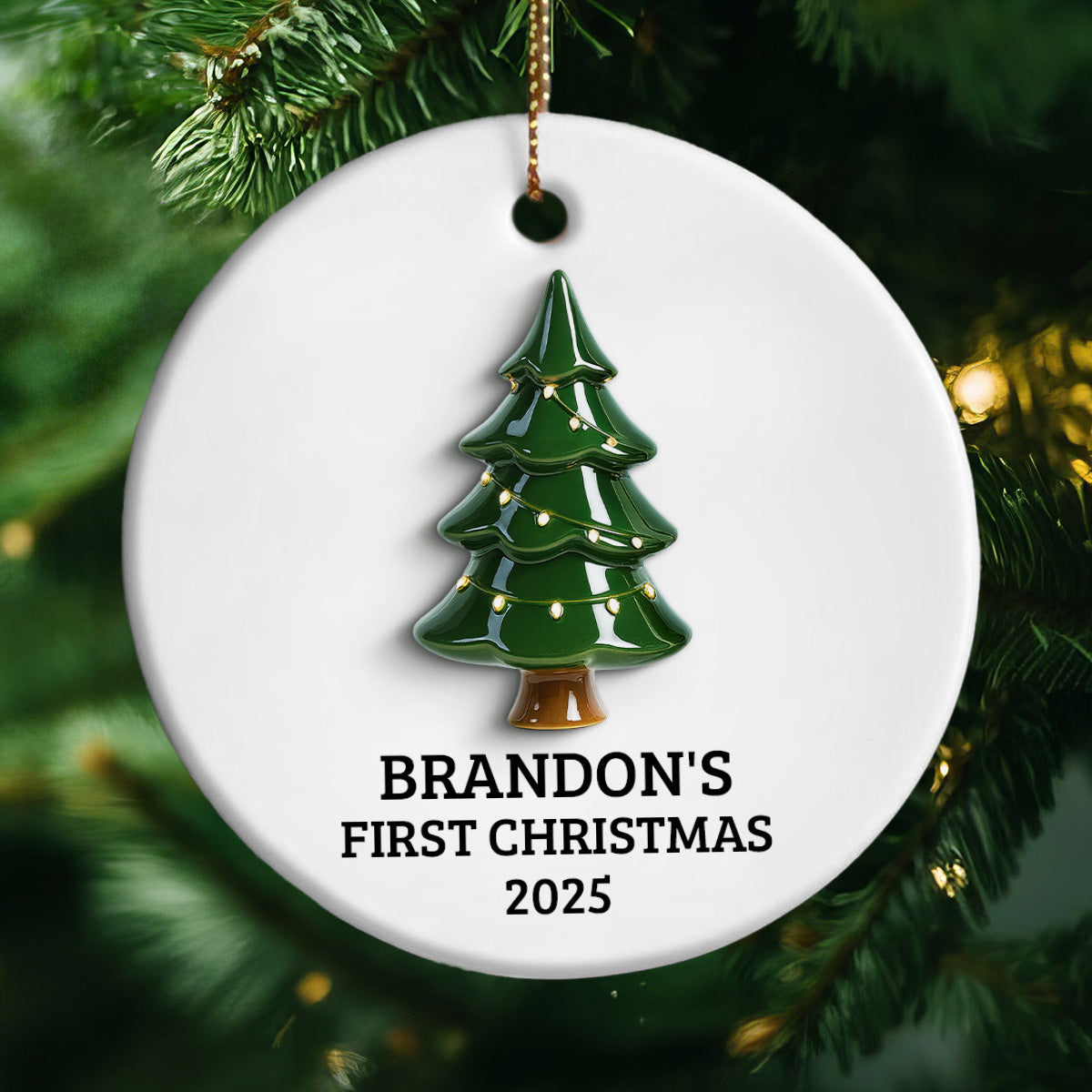 Baby First Christmas Thing 3D Effect - Personalized Ceramic Ornament