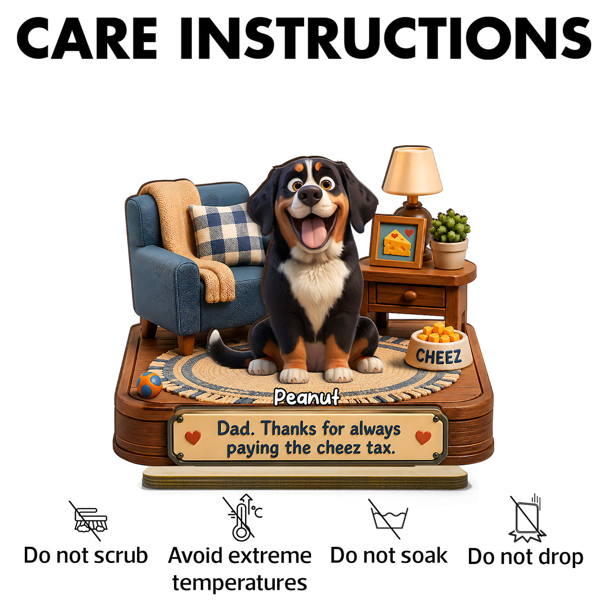 Cheese Tax Dog Dad - Personalized 2-Layered Wooden Plaque - Gift for Dog Dad