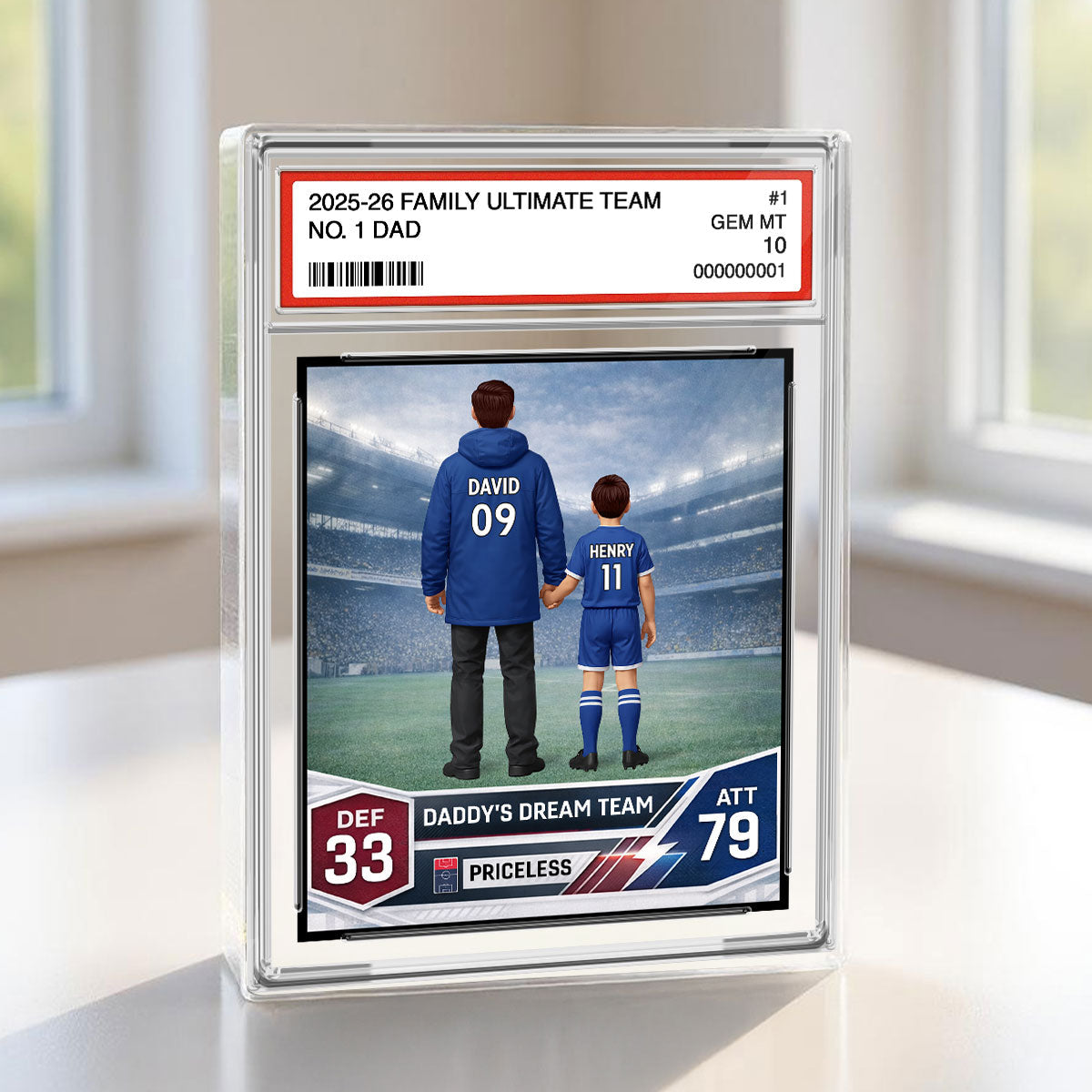 Our Match Of A Lifetime Trading Card - Personalised Acrylic Block Plaque - UK Gift For Football Dad