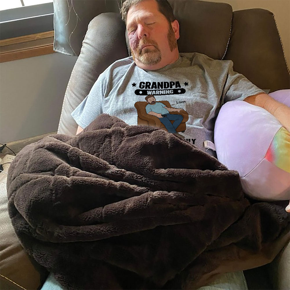 Grandpa Warning May Nap Suddenly At Any Time Funny Father‘s Day Gift Personalized Light Color Shirt