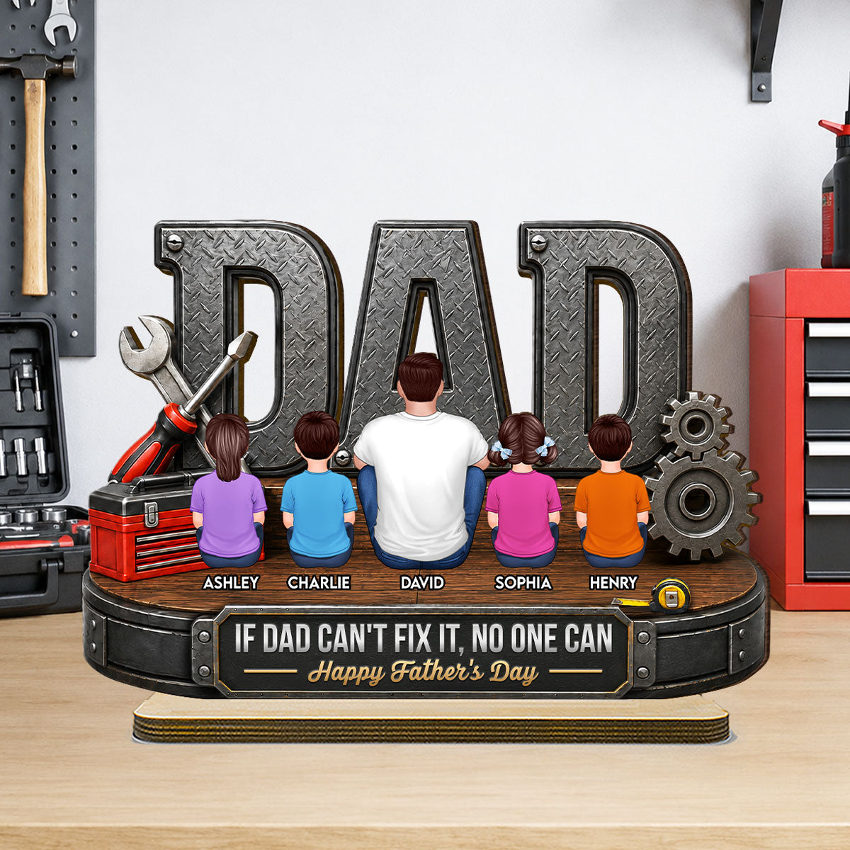 If Dad Can't Fix It No One Can - Personalized 2-Layered Wooden Plaque - Gift For Dad, Husband, DIY Dad, Handyman