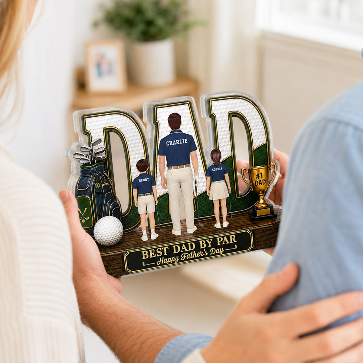 Golf Dad Legend Best Dad By Par - Personalized Acrylic Block Plaque - Unique Trending Gift For Dad