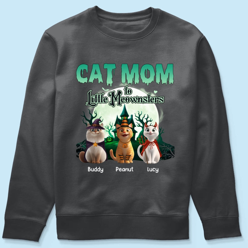 Cat Mom to Little Meownsters Personalized Shirt, Halloween Shirt for Cat Moms