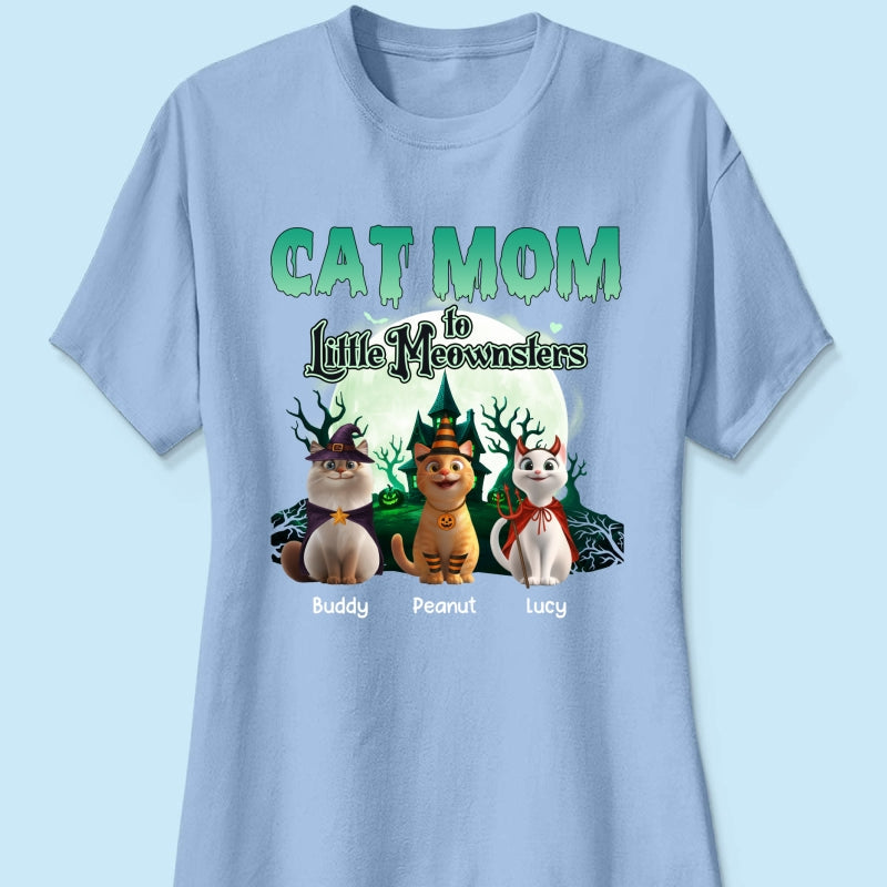 Cat Mom to Little Meownsters Personalized Shirt, Halloween Shirt for Cat Moms