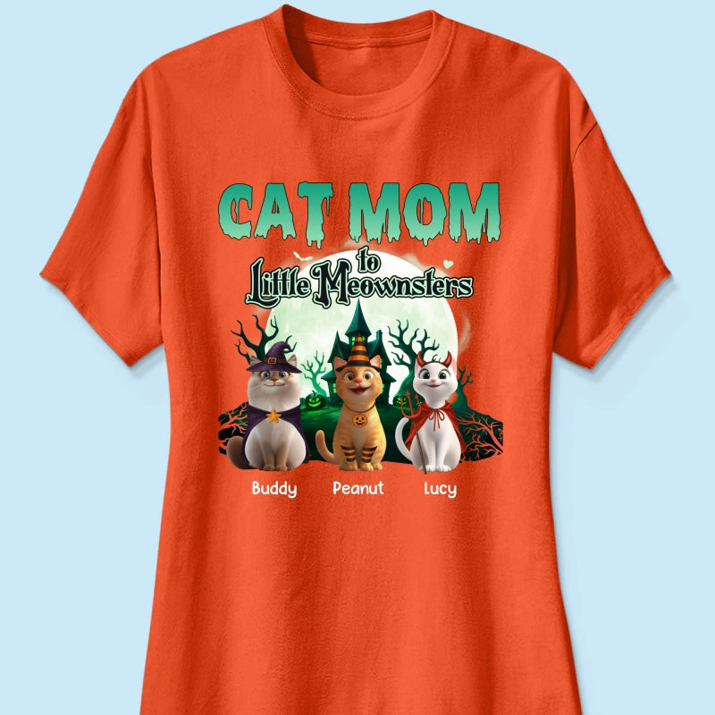 Cat Mom to Little Meownsters Personalized Shirt, Halloween Shirt for Cat Moms