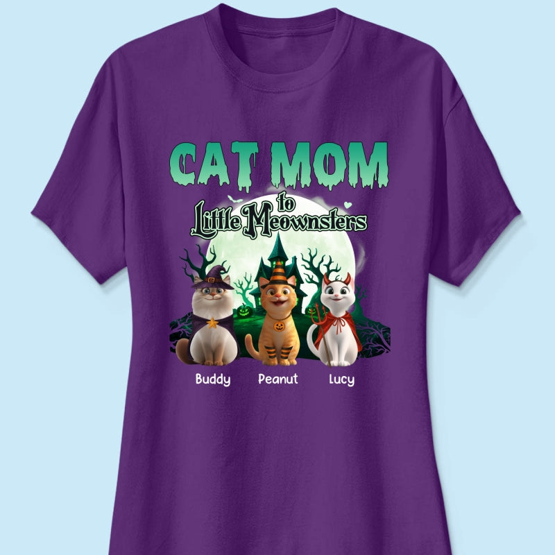Cat Mom to Little Meownsters Personalized Shirt, Halloween Shirt for Cat Moms