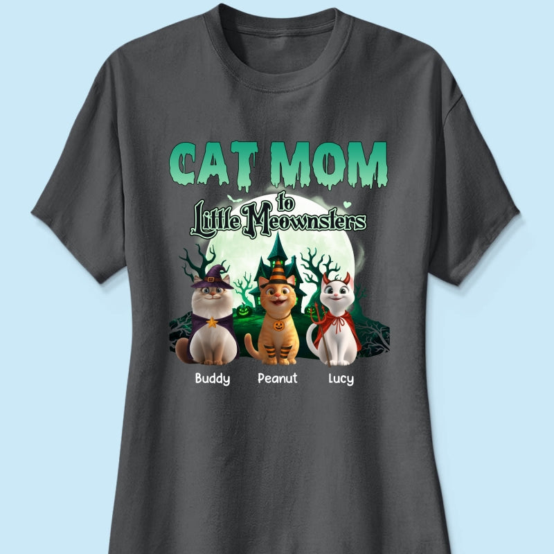Cat Mom to Little Meownsters Personalized Shirt, Halloween Shirt for Cat Moms