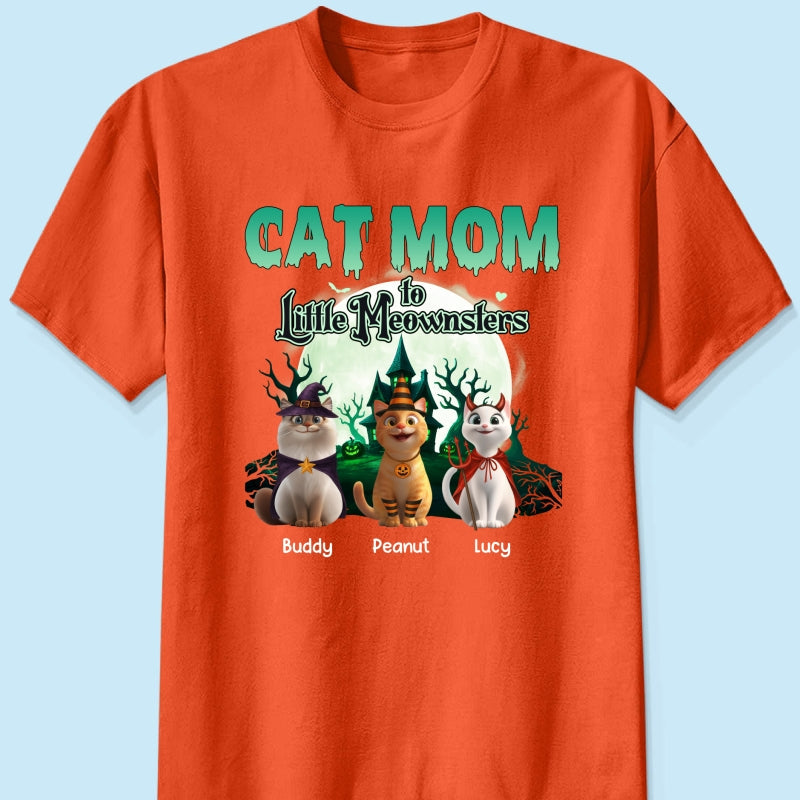 Cat Mom to Little Meownsters Personalized Shirt, Halloween Shirt for Cat Moms