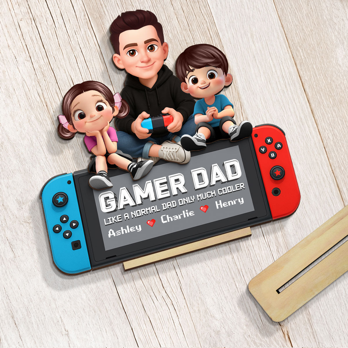 Legend Gamer Dad Much Cooler - Personalized 2-Layered Wooden Plaque - Gift For Dad, Husband, Gamers