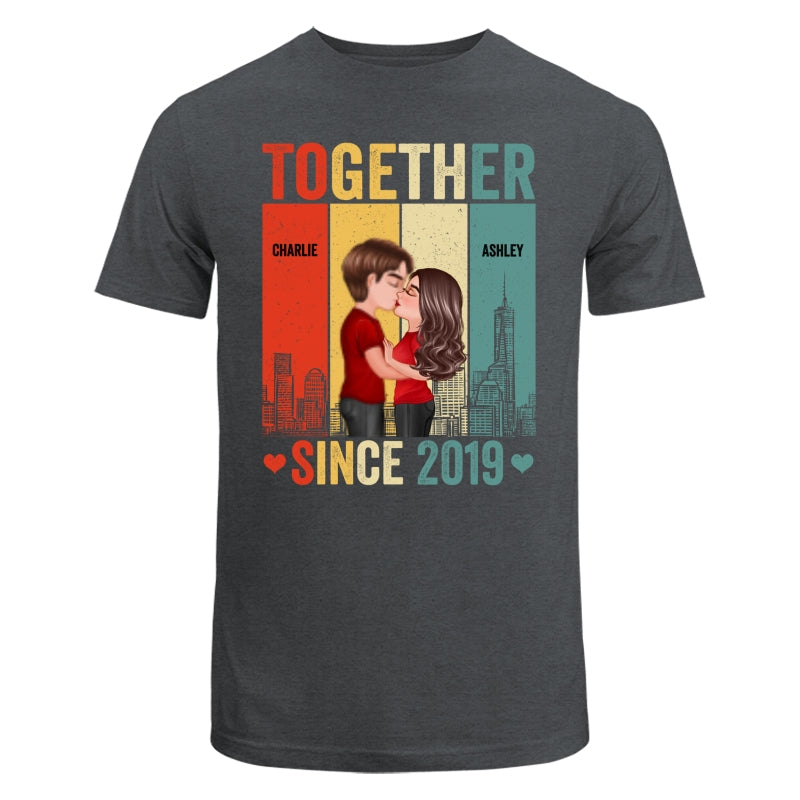 Couple Kissing Under Skyline Retro Personalized Shirt