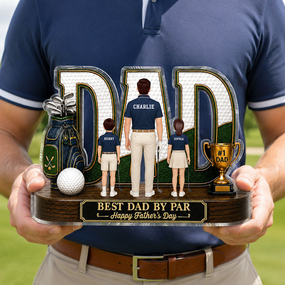 Golf Dad Legend Best Dad By Par - Personalized Acrylic Block Plaque - Unique Trending Gift For Dad