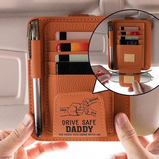 Father's Day Gifts, We Need You Here With Us - Personalized Leather Car Visor Organizer