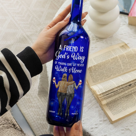 We Never Walk Alone - Personalized Blue Bottle Lamp