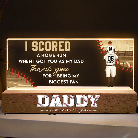 Father's Day Gifts, We Scored A Home Run Dad Gift Baseball Dad - Personalized LED Night Light