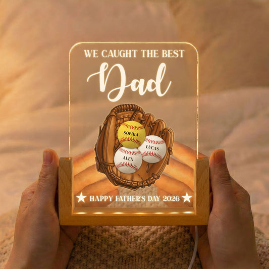 Father's Day Gifts, We Caught The Best Dad, Father's Day - Personalized Night Light