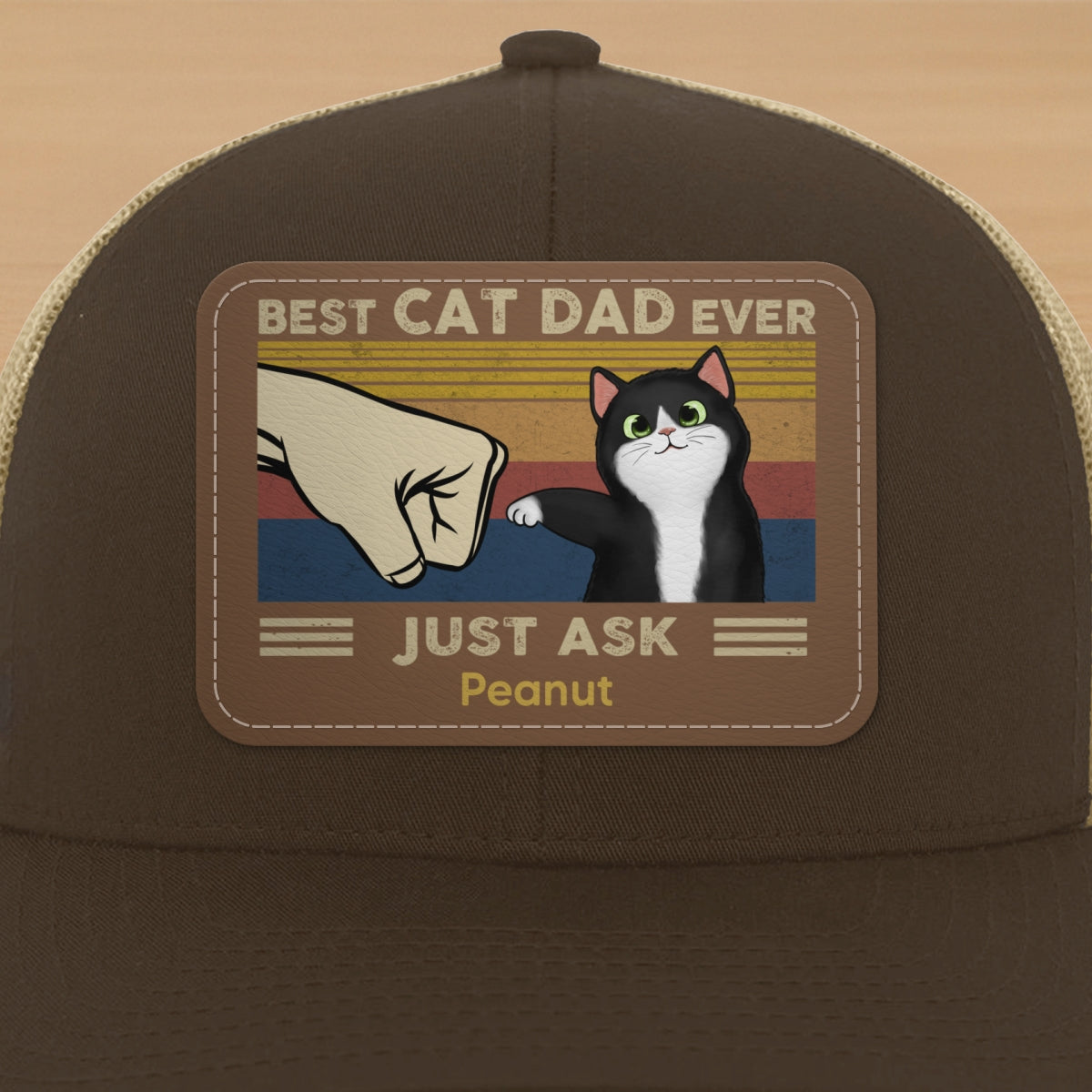Father’s Day 2025 Gift for Cat Dads - Custom Cat Fist Bump Personalized Trucker Hat