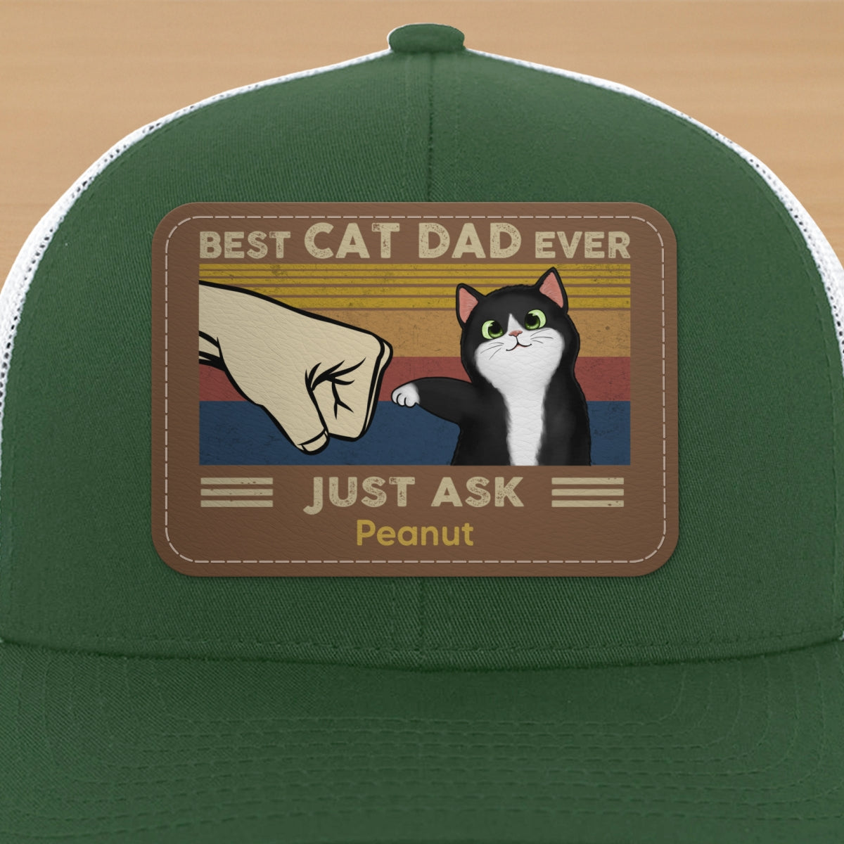 Father’s Day 2025 Gift for Cat Dads - Custom Cat Fist Bump Personalized Trucker Hat