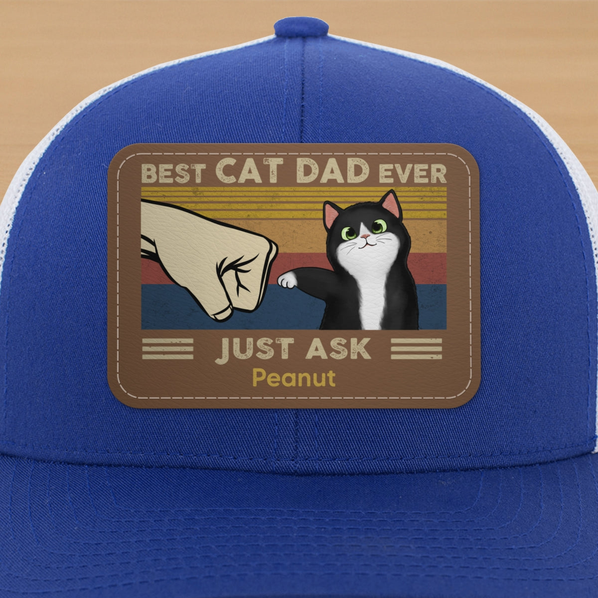 Father’s Day 2025 Gift for Cat Dads - Custom Cat Fist Bump Personalized Trucker Hat