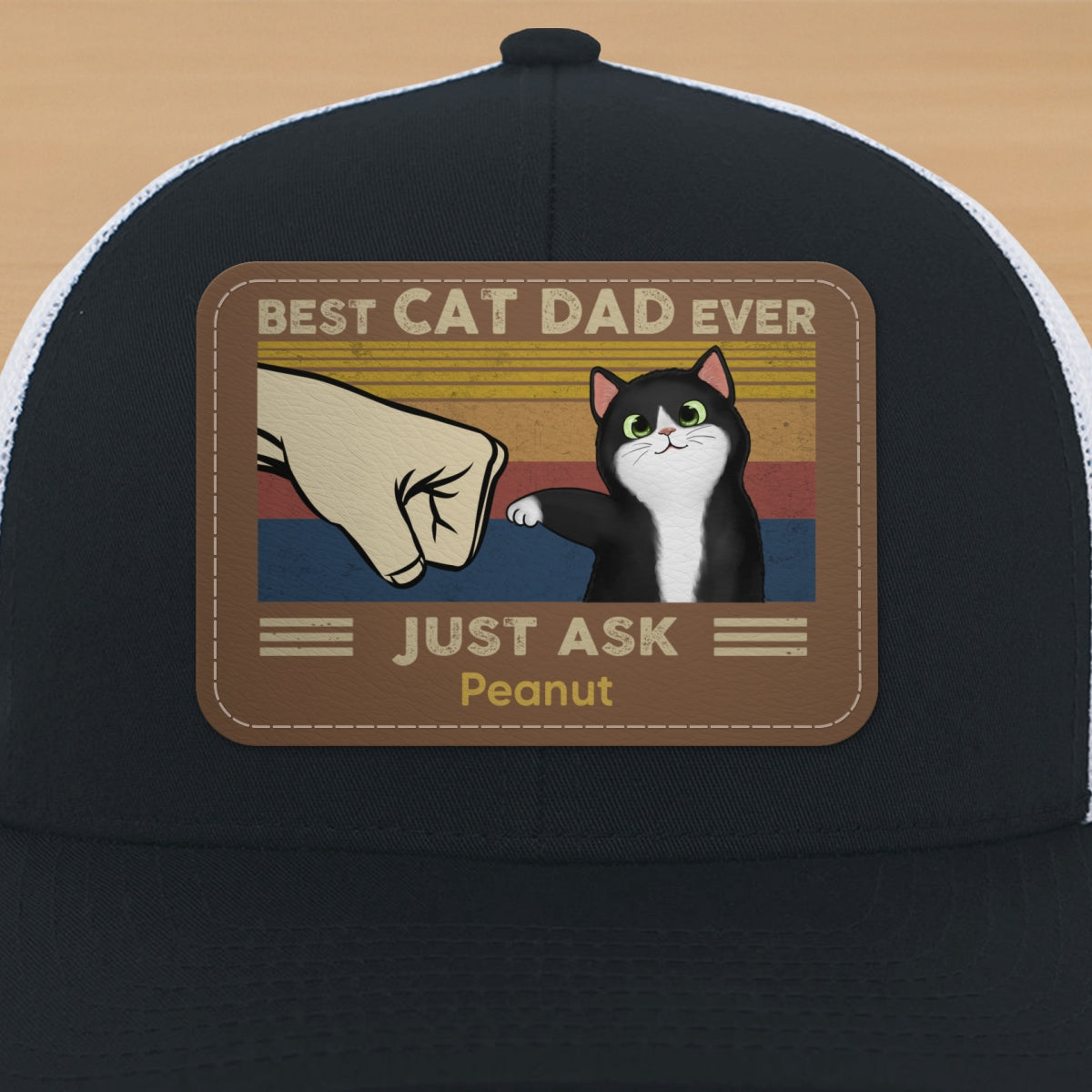 Father’s Day 2025 Gift for Cat Dads - Custom Cat Fist Bump Personalized Trucker Hat
