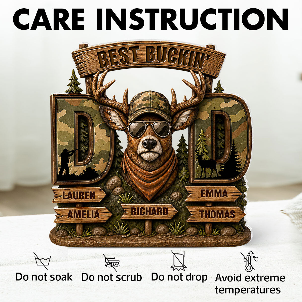 Best Buckin's Dad Hunting - Personalized Acrylic Block Plaque - Gift For Dad, Husband