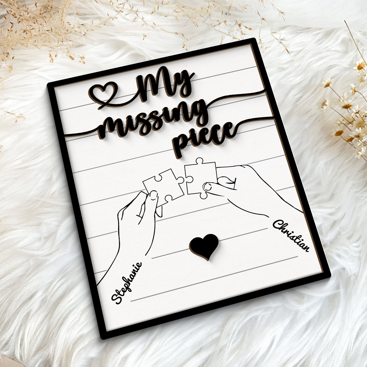 Couple Hands Holding Puzzle Personalized 2-Layer Wooden Plaque, Gift For Him, Gift For Her