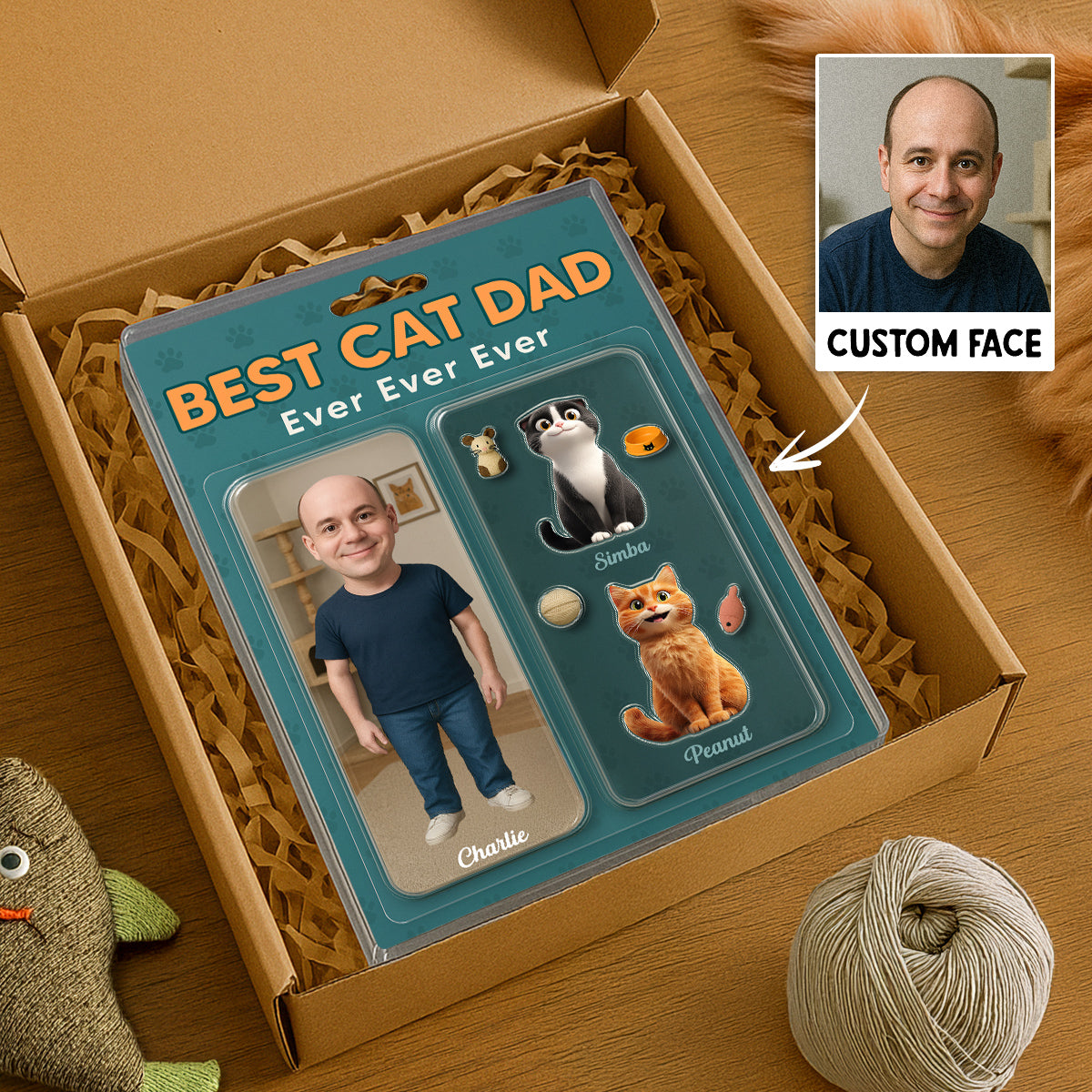 Cat Dad Photo Upload Custom Figure Personalized Acrylic Block Plaque, Gift for Cat Lover