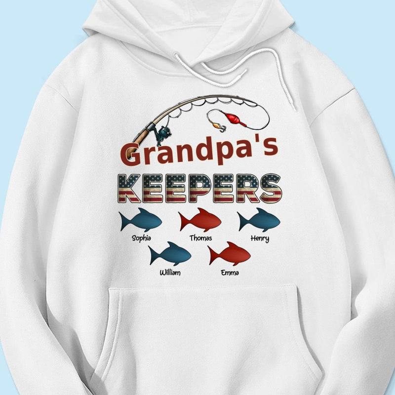 Nation Flag Grandpa's Keepers Fishing 4th Of July Personalized Shirt