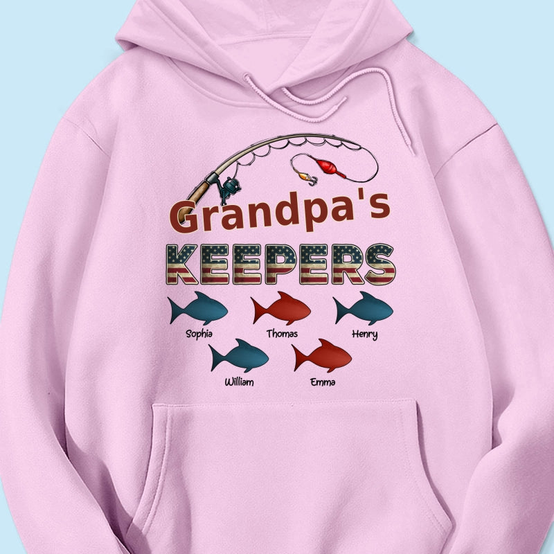 Nation Flag Grandpa's Keepers Fishing 4th Of July Personalized Shirt