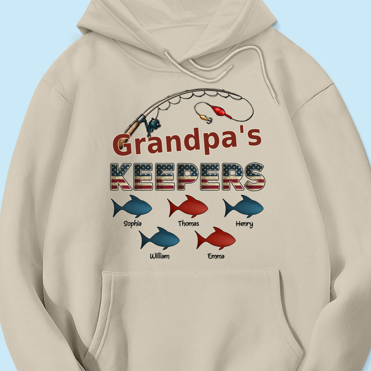 Nation Flag Grandpa's Keepers Fishing 4th Of July Personalized Shirt