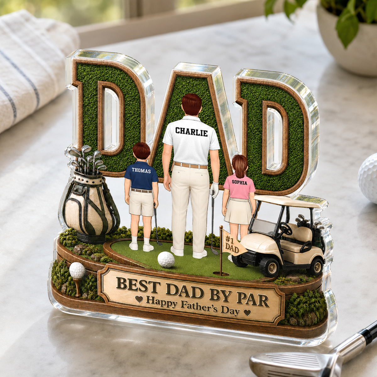 Above Par In Every Way Golfer Dad - Personalized Acrylic Block Plaque - Gift For Dad, Husband