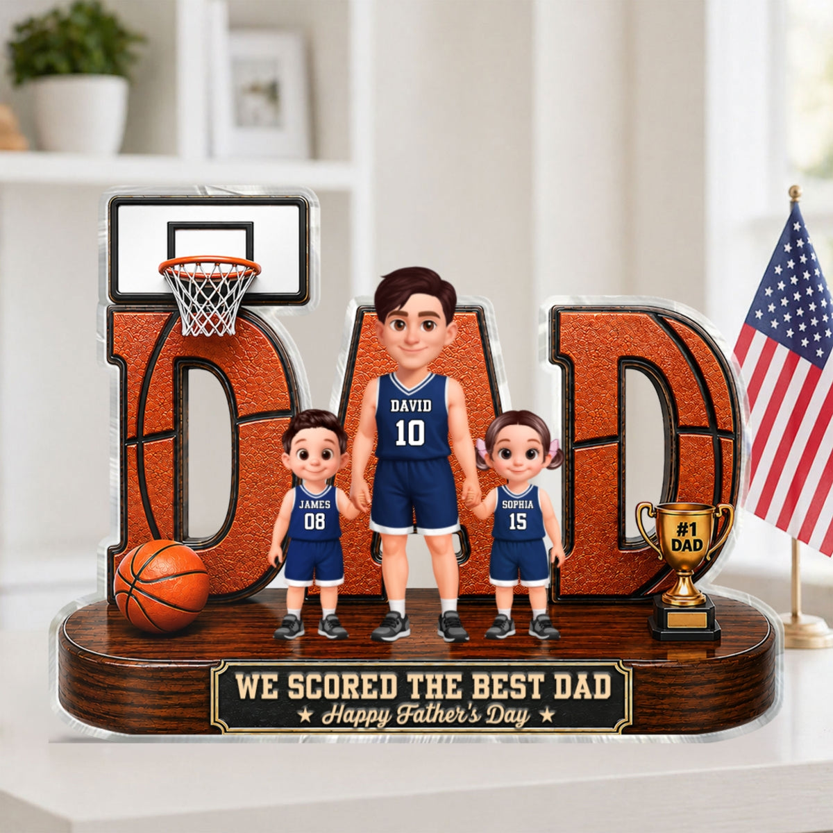 Basketball Dad Legend You Are Our MVP 2D Flat Printed - Personalized Acrylic Block Plaque - Gift For Dad, Husband, Basketball Fans