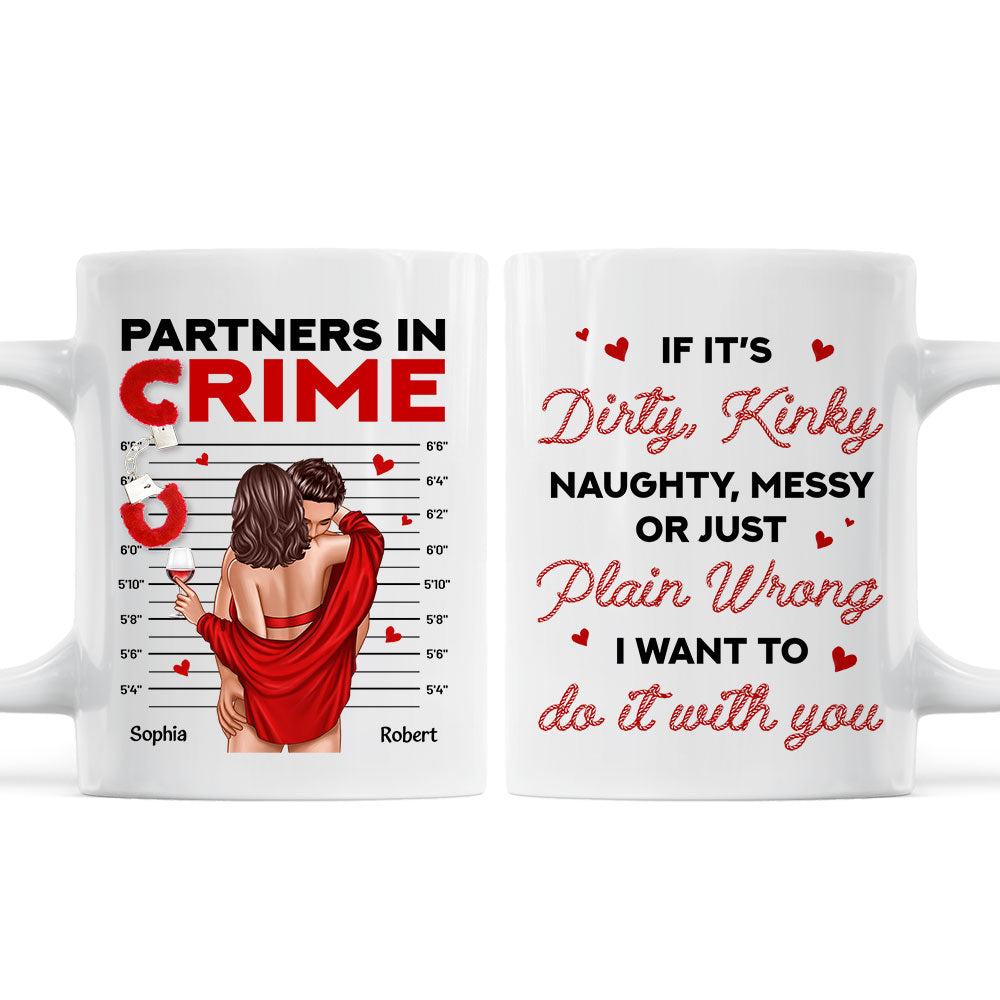Couple Standing Kissing Partners In Crime Personalized Mug