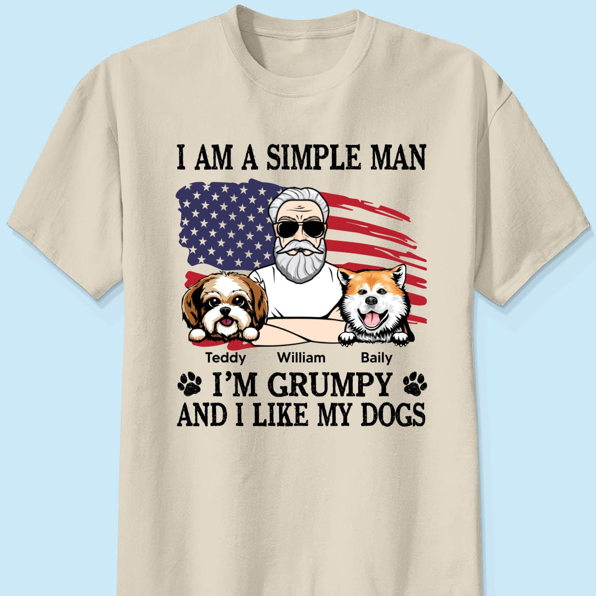Simple Man Grumpy And Like My Dogs Nation Flag Personalized Shirt, Perfect Gift for Dog Lovers