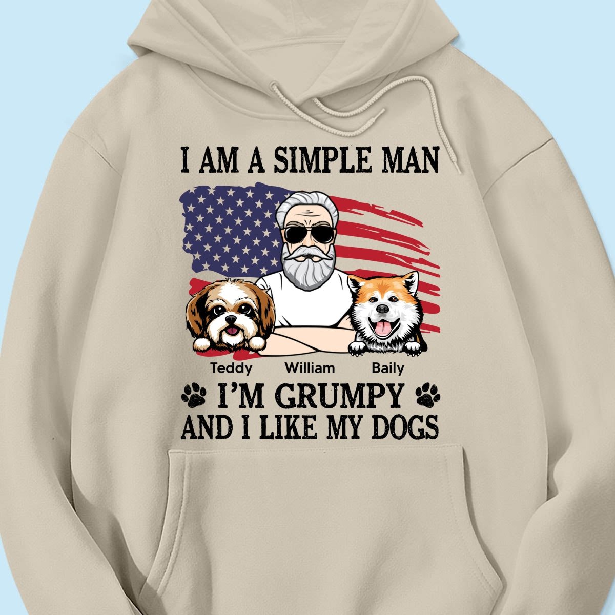 Simple Man Grumpy And Like My Dogs Nation Flag Personalized Shirt, Perfect Gift for Dog Lovers