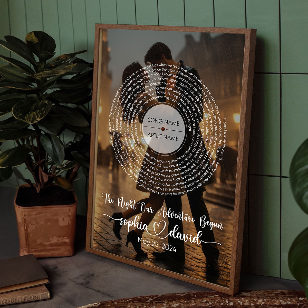 Vinyl Record Song Lyrics Art From Photo Personalized Poster, Wedding Anniversary Gift For Him, For Her