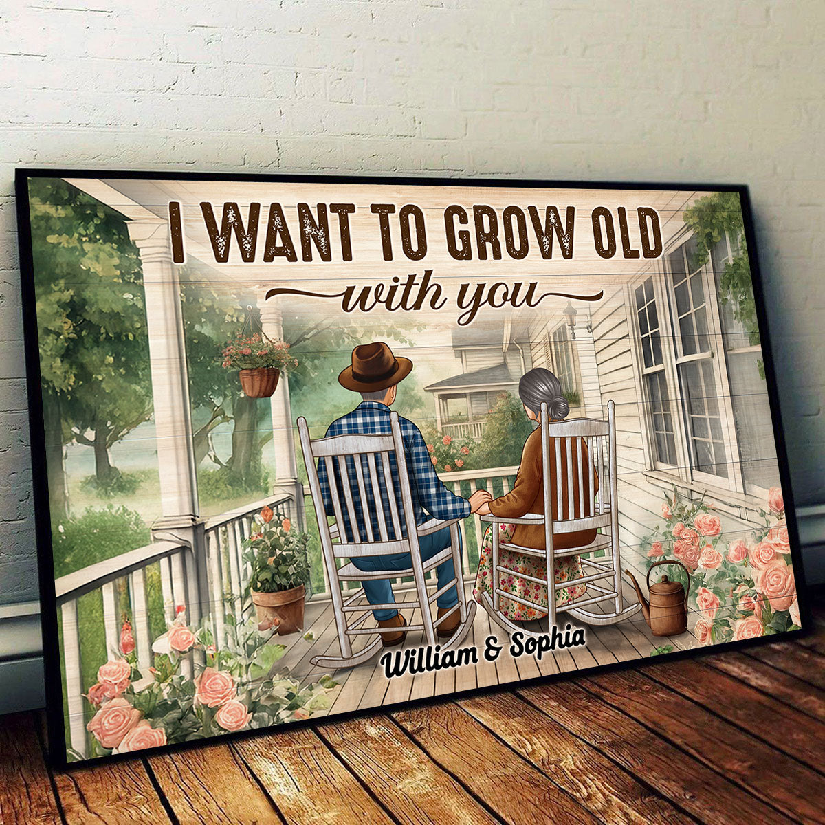 Couple Sitting On The Porch, Growing Old Together Personalized Poster, Heartfelt Gift For Couple, For Him, For Her, Husband, Wife