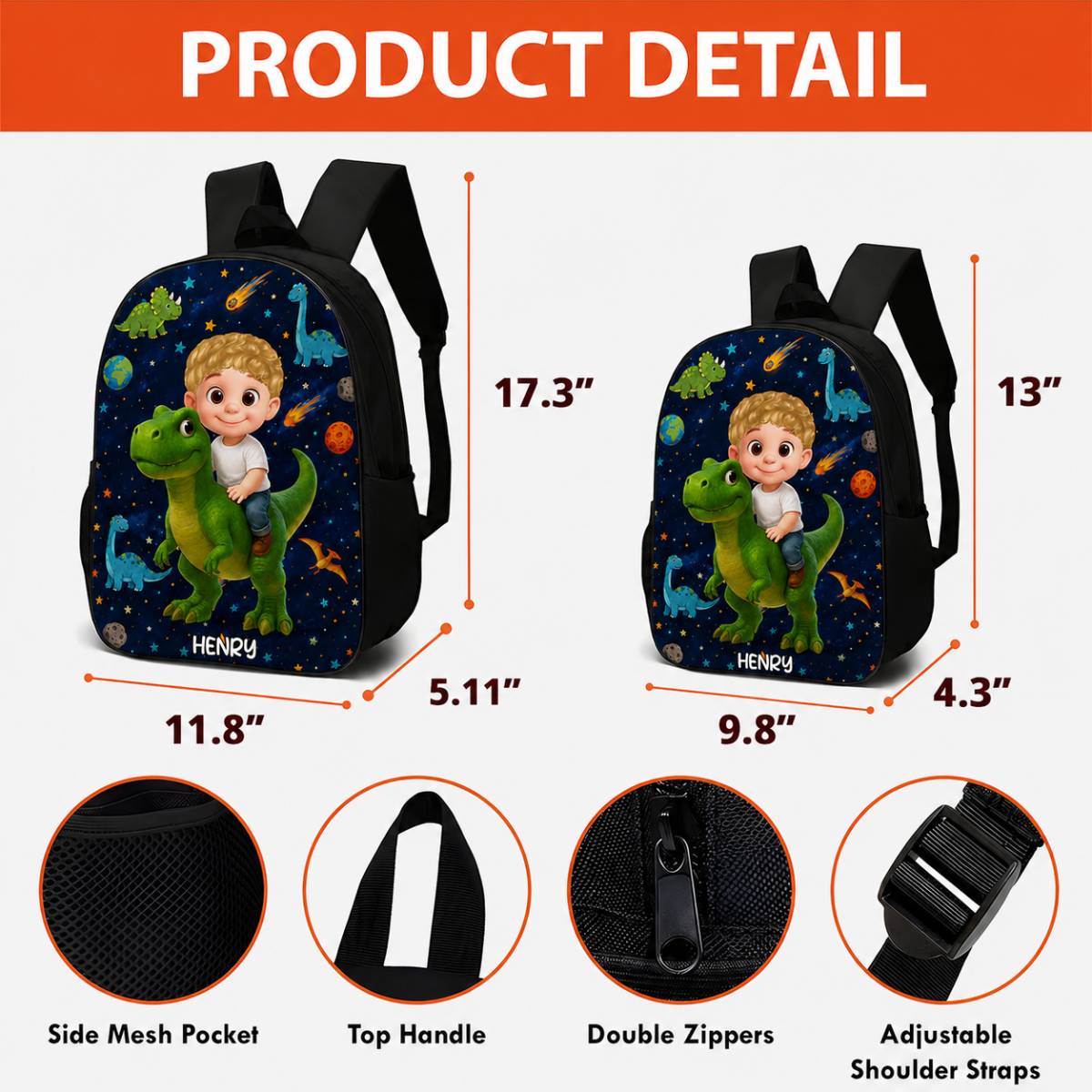 Dinosaur Adventure for Boys Girls - Personalized Backpack - Back to School Backpack for Kids