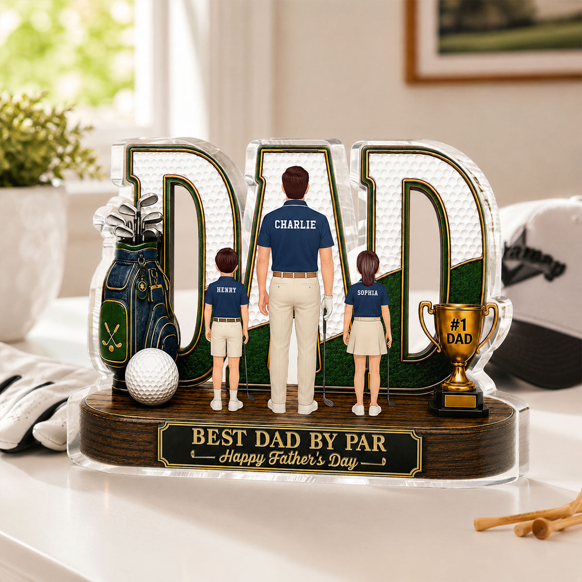 Golf Dad Legend Best Dad By Par - Personalized Acrylic Block Plaque - Unique Trending Gift For Dad