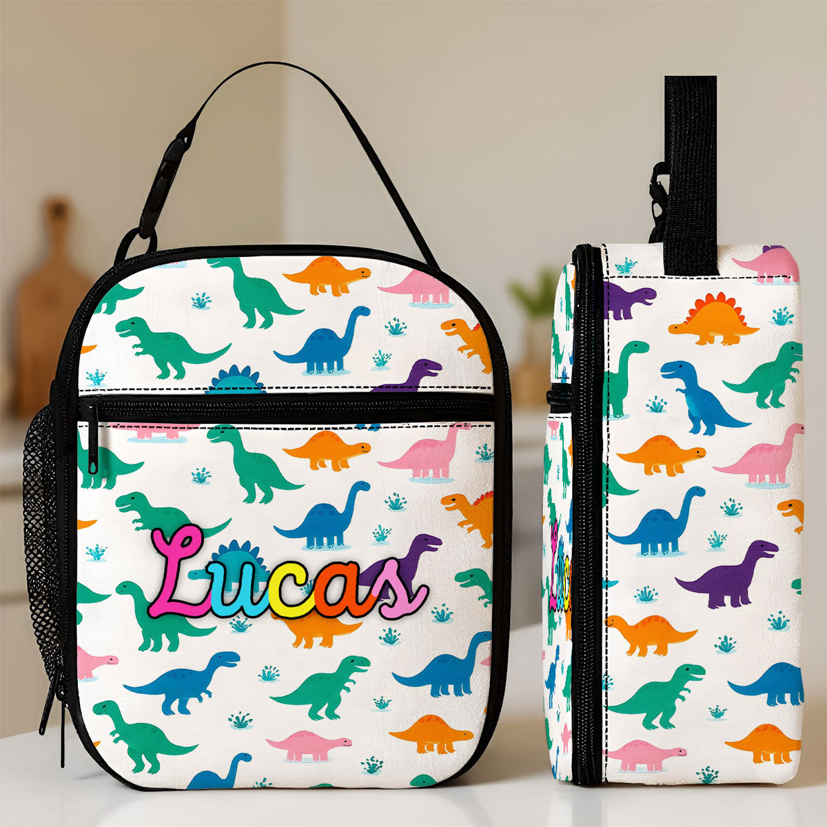 Personalized Insulated Kid Lunch Bag, Custom Kid Name Back to School Meal Tote Kit for Girls, Boys