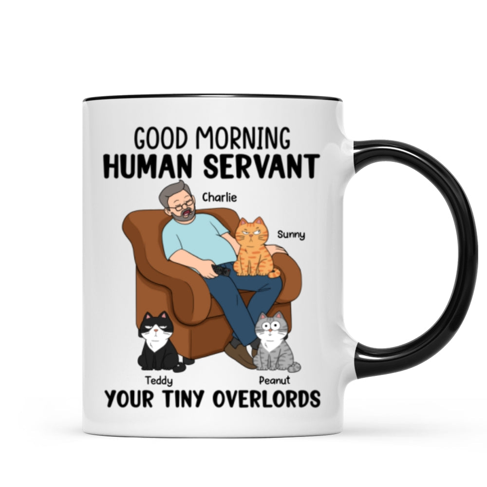 Happy Father‘s Day Human Servant Cat Dad Asleep Funny Cats Personalized Mug