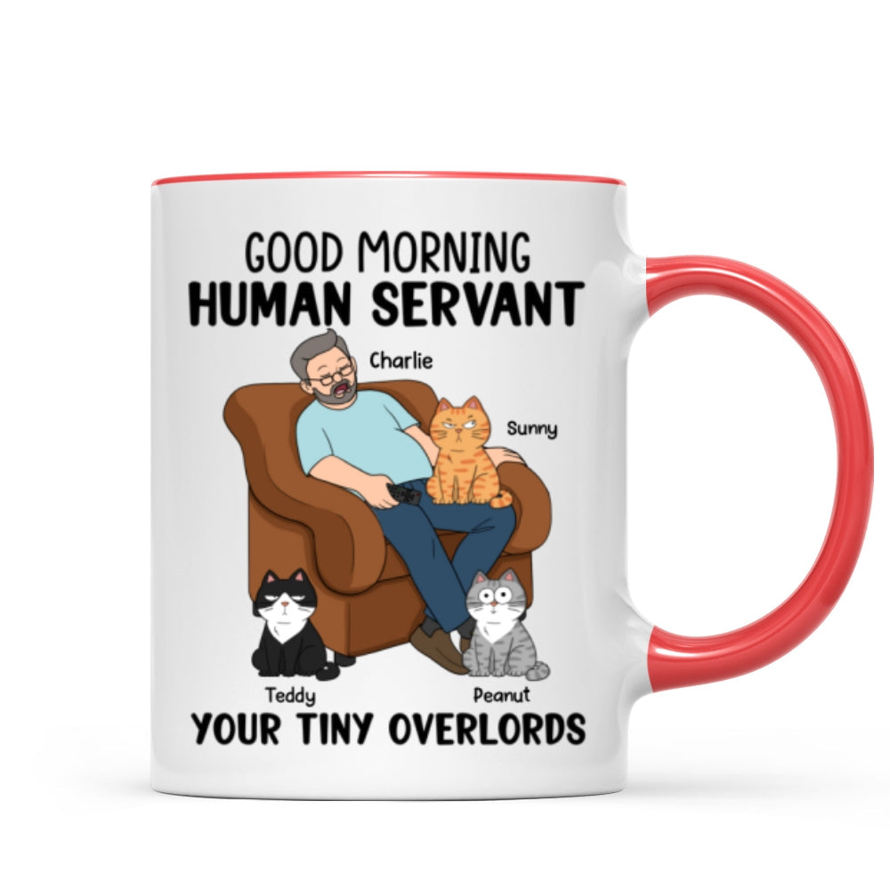 Happy Father‘s Day Human Servant Cat Dad Asleep Funny Cats Personalized Mug