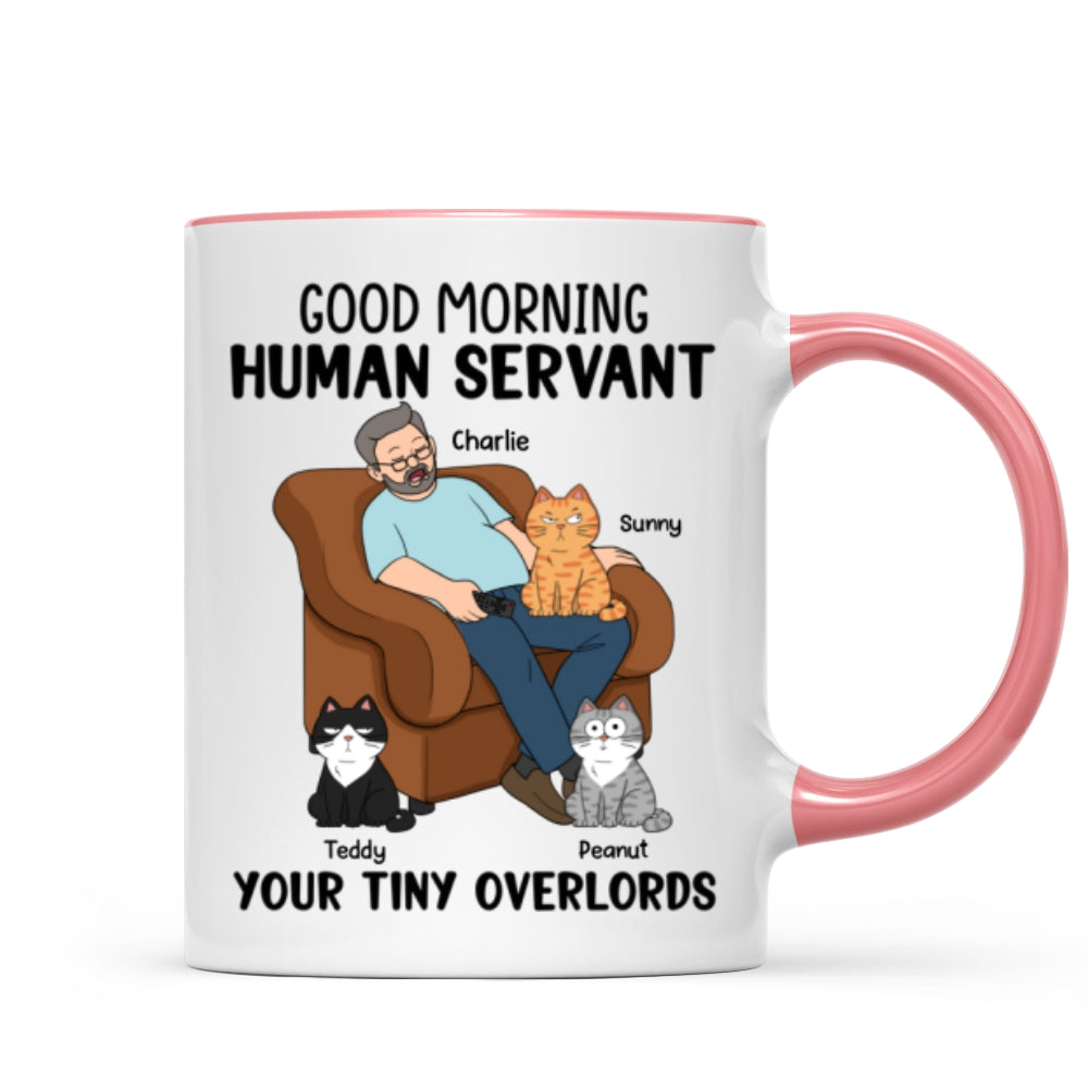 Happy Father‘s Day Human Servant Cat Dad Asleep Funny Cats Personalized Mug