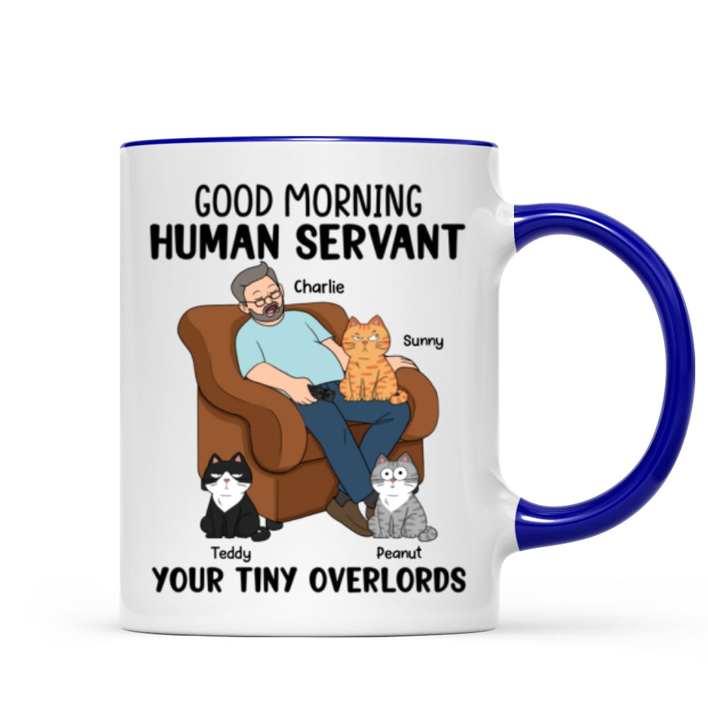 Happy Father‘s Day Human Servant Cat Dad Asleep Funny Cats Personalized Mug