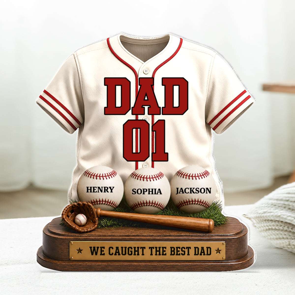 Baseball Dad Legend We Caught The Best Dad - Personalized Acrylic Block Plaque - Gift For Dad, Husband