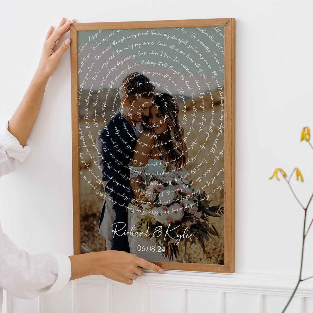 Wedding Song Lyrics with Photo Personalized First Dance Poster, Heartfelt Gift for her & for him, Vinyl Record