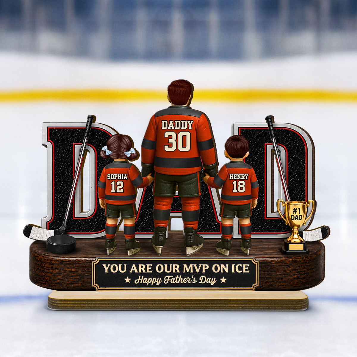 Hockey Dad Legend You Are Our MVP On Ice - Personalized 2-Layered Wooden Plaque - Gift For Dad, Husband