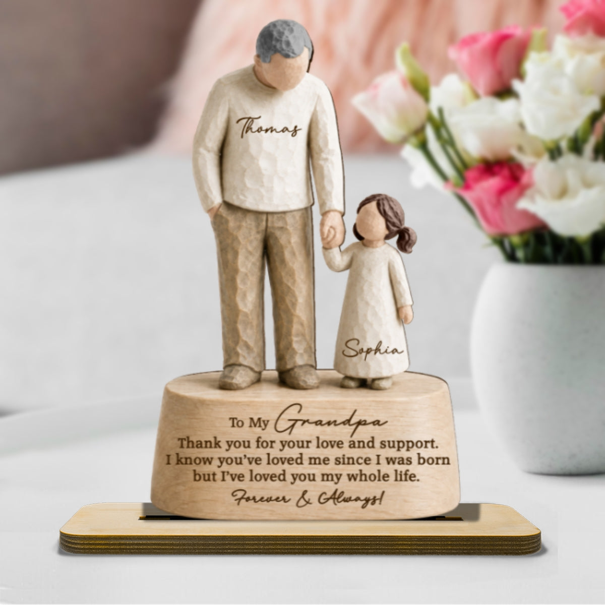 I've Loved You My Whole Life Grandpa & Grandkid 2D Flat Printed - Personalized 2-Layered Wooden Plaque - Sentimental Gift For Grandpa