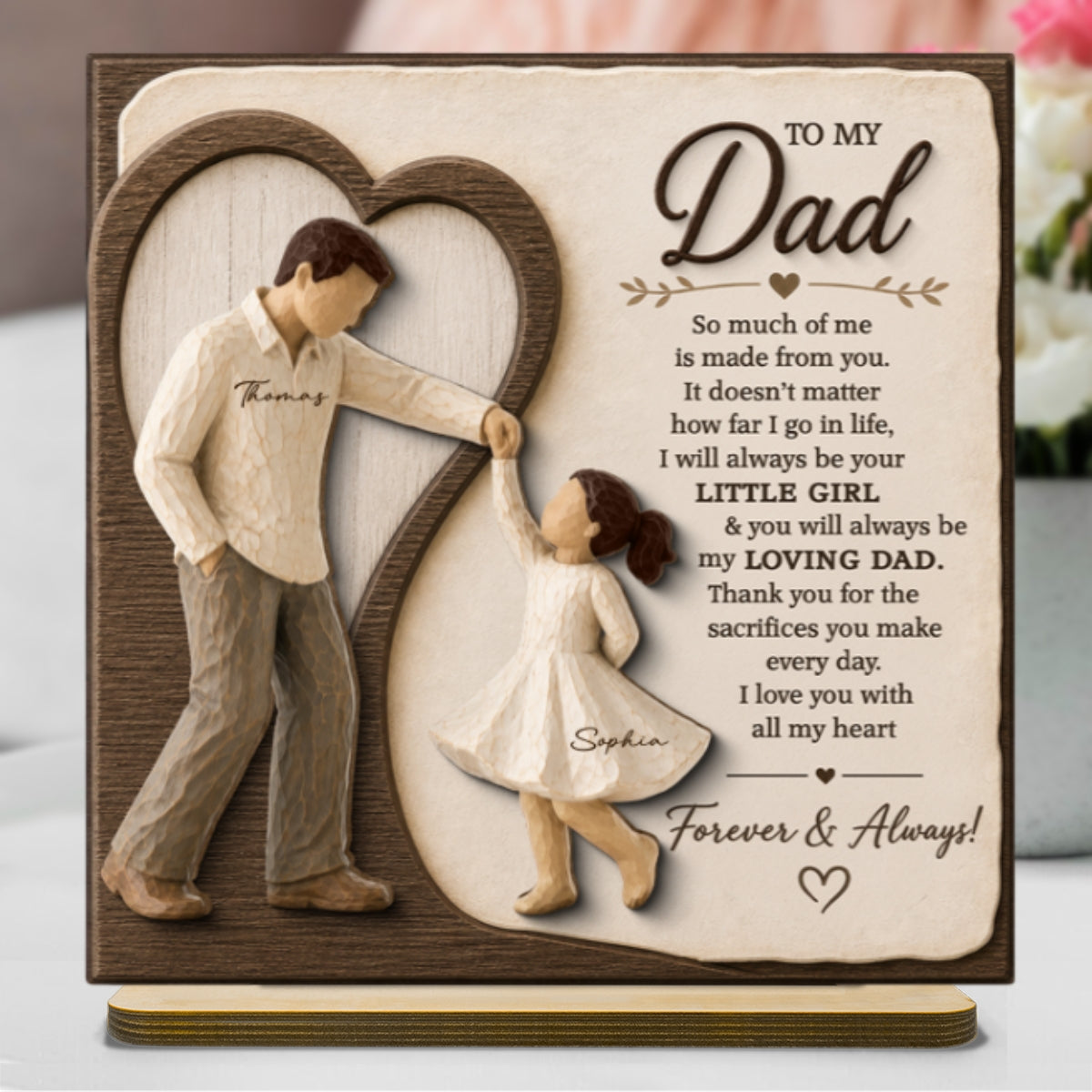 Will Always Be Your Little Girl Dancing Father & Daughter - Personalized 2-Layered Wooden Plaque - Sentimental Gift From Daughter