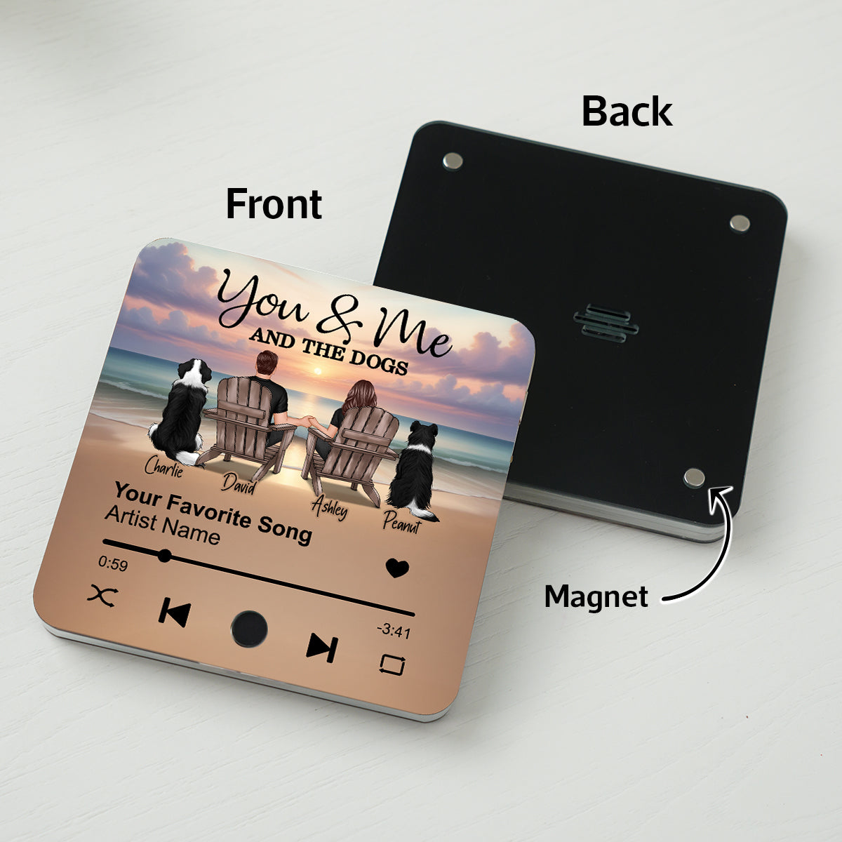 Couple You Me And The Dogs Cats Personalized Music Fridge Magnet, Heartfelt 2025 Gift For Couple, Dog Lovers, Cat Lovers, Pet Lovers