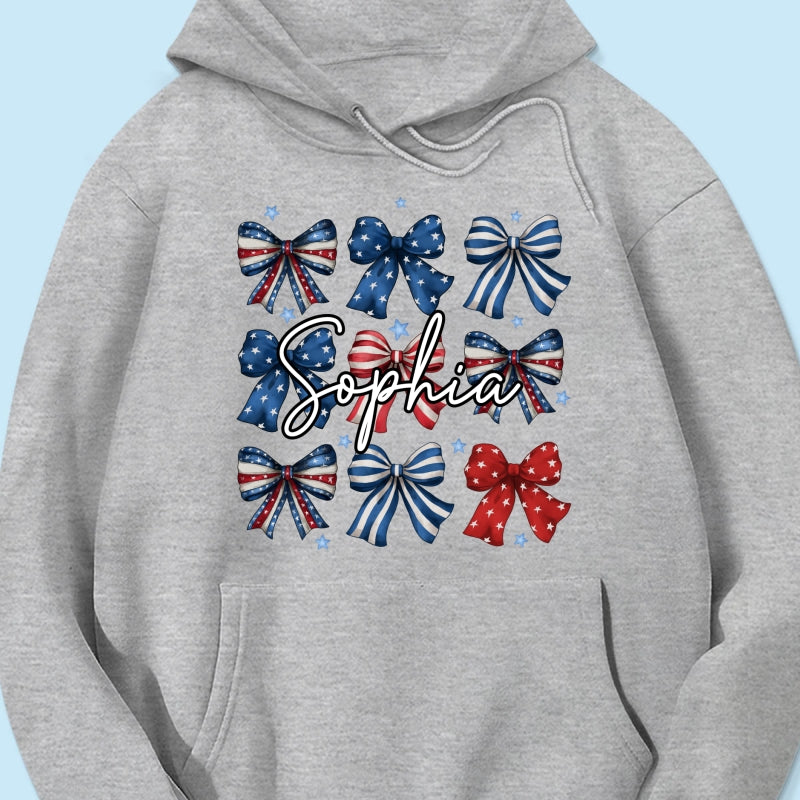 Coquette American Bows 4th Of July Independence Day Personalized Shirt, Gift For Mom, Wife, Girlfriend